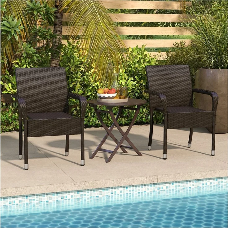 Yaheetech Gartenstuhl 2/4/6er-Set Esszimmerstuhl Rattan-Optik mit Metallbeinen (2 St), Küchenstuhl fürs Esszimmer/Balkon/Terrasse – Bild 2