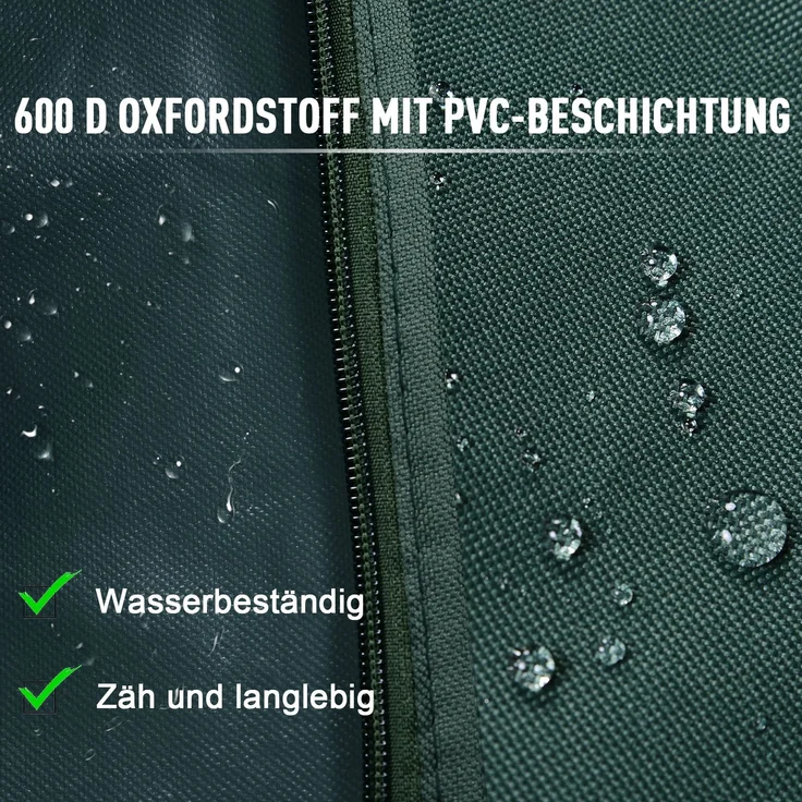 JARDJ Hollywoodschaukel Abdeckung 3 Sitzer, Wasserabweisend Winterfest Schutzhülle für Gartenschaukel, UV-Beständig Abdeckplane, Abdeckhaube, Reißfest 420D Oxford Gewebe, 177x114x152cm Dunkelgrün – Bild 7