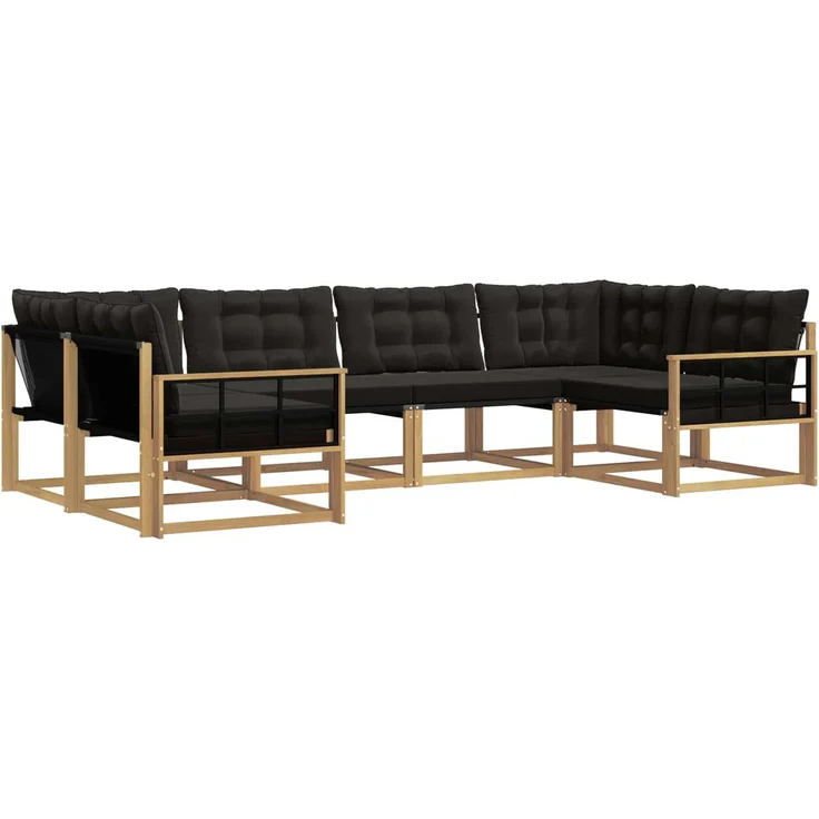vidaXL Outdoor-Sofagarnitur 6 stk. 6-Sitzer Weiß und Schwarz 3389026 – Bild 2