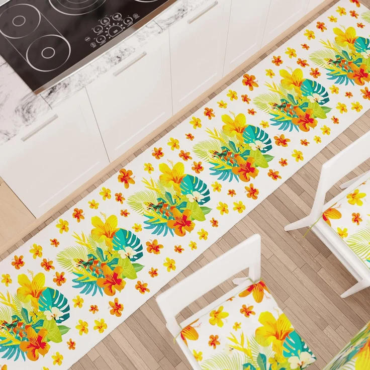 PETTI Artigiani Italiani - Teppich für Küche, rutschfest und waschbar, 52x80 cm, tropisches Design 03, 100% Made in Italy
