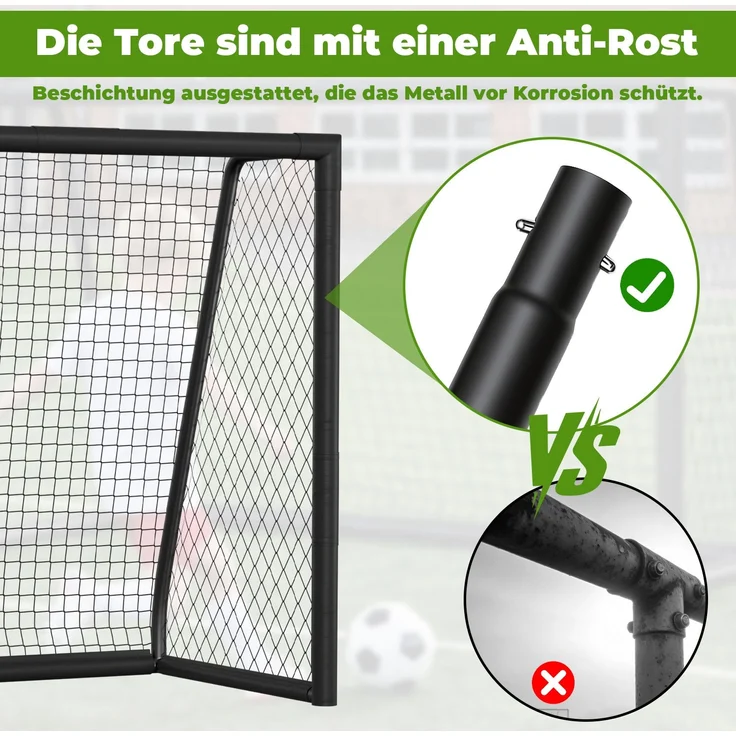Eikuavons Fußballtor 300 x 200 x 120 cm – Großes Fußballtor aus Metall mit Torwand & Netz, für Garten, Training & Outdoor, Schwarz, Stahl, Schwarz – Bild 5
