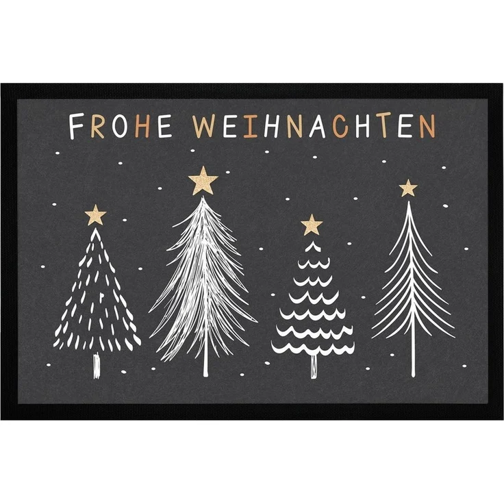 MoonWorks Fußmatte Fußmatte Winter Bäume Skandi Style Frohe Weihnachten rutschfest &, rechteckig – Bild 1