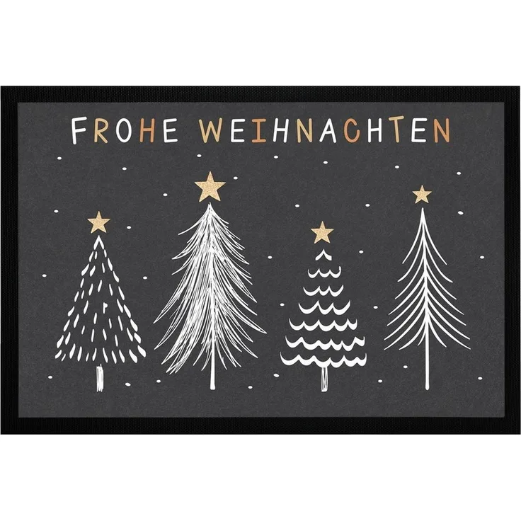 MoonWorks Fußmatte Fußmatte Winter Bäume Skandi Style Frohe Weihnachten rutschfest &, rechteckig
