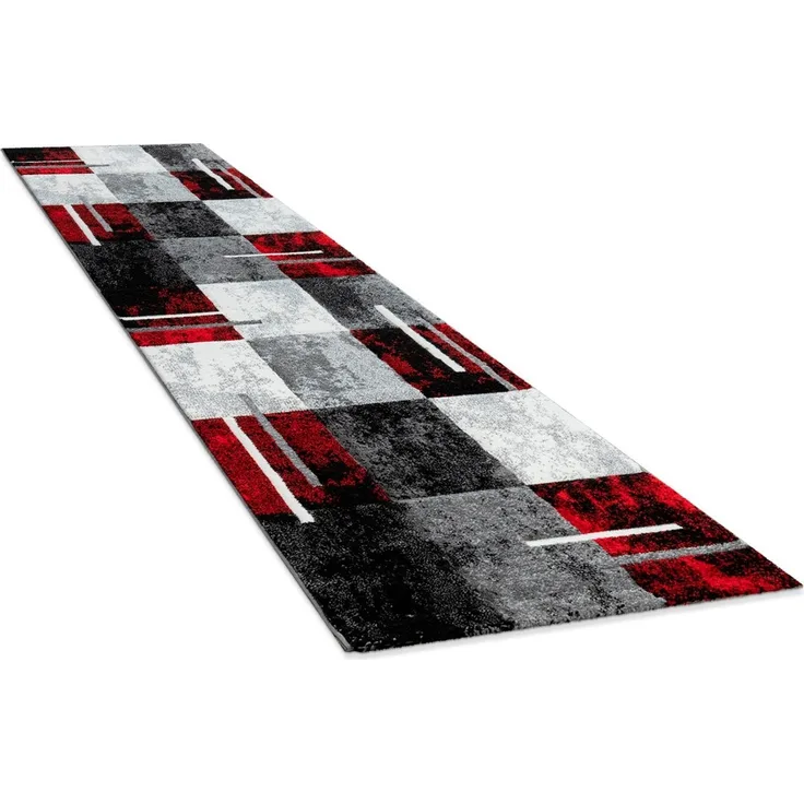 Paco Home Läufer Diamond 663, rechteckig, Höhe: 18 mm, Teppich-Läufer, Kurzflor, Karo Muster, 3D-Design