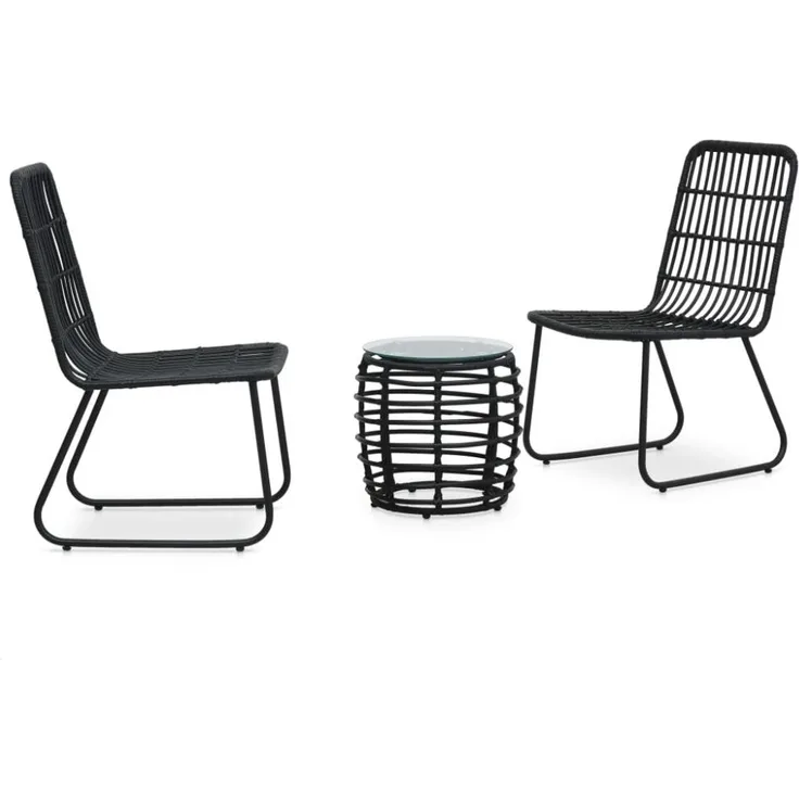 vidaXL 3-tlg. Bistro-Set Poly Rattan Schwarz 48585