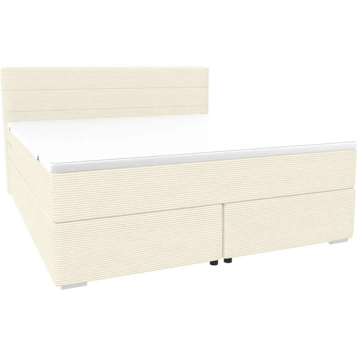 Sofa Dreams - Boxspringbett Valerio - Cordstoff - Creme - 140x200 cm