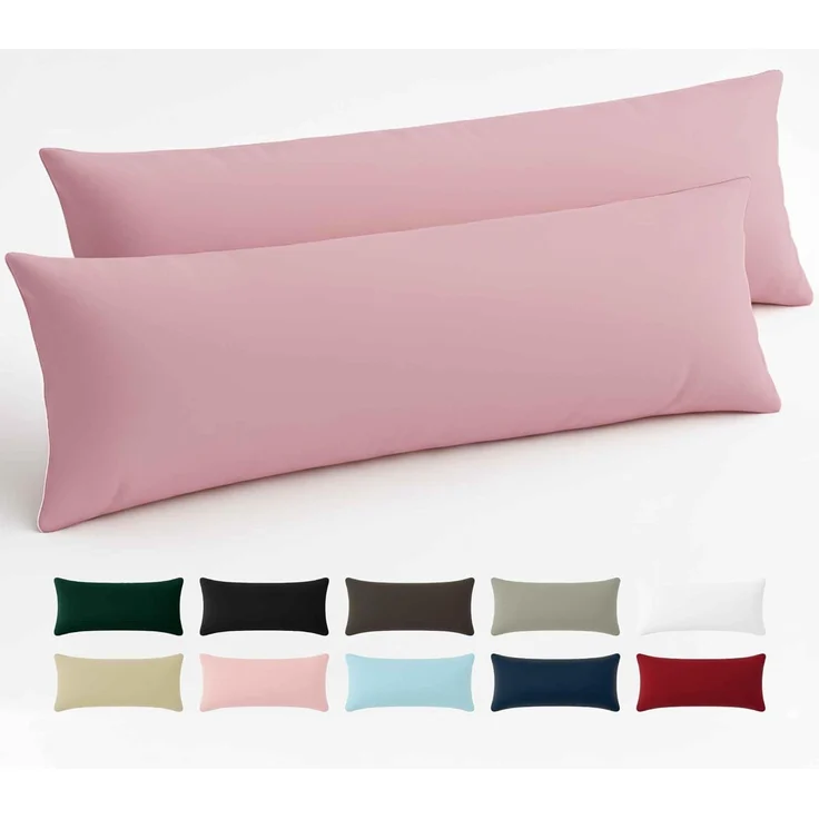 Dreamzie Kissenbezug 40x145 Baumwolle Renforcé (2er-Set) - Rosa - Dicht gewebt mit 57 Fäden/cm² - Kissenbezug 40x145 cm - Oeko Tex Zertifiziert – Bild 1