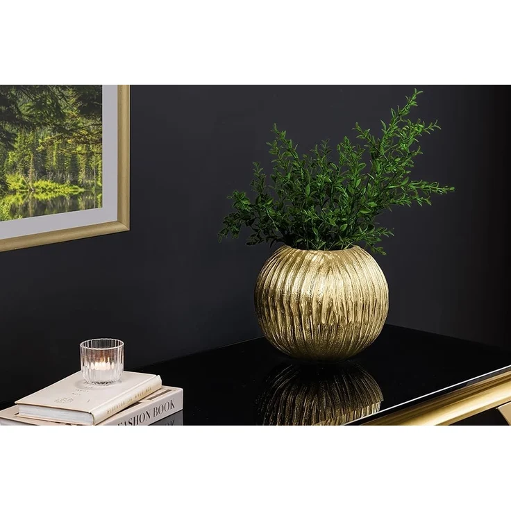 riess-ambiente Dekovase ELEGANCE 25cm gold · Kugelvase aus Metall fürs Wohnzimmer (Einzelartikel, 1 St), Blumenvase · Tischdeko · handmade · Hammerschlag Design · Accessoire – Bild 2