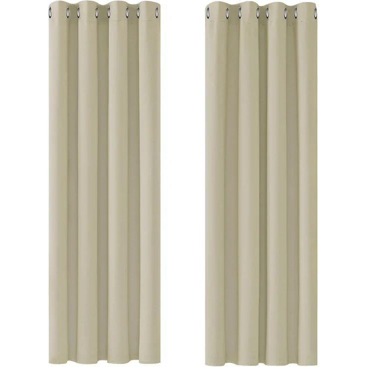 Deconovo Blickdichte Gardinen Kälteschutzvorhang Blickdicht Vorhang Verdunkelung, 183x117 cm(HöhexBreite), Beige, 2er Set – Bild 1