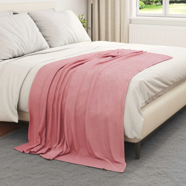 vidaXL Überwurfdecke Rosa 170 x 130 cm Fleece 42017041 – Bild 3
