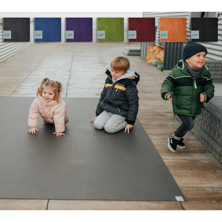 Outdoor Krabbelmatte Krabbelunterlage SanoSoft \"made in Germany\" - Öko-Tex 100 180x180 cm Grau