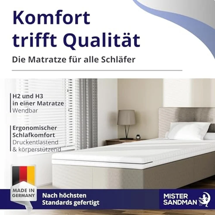 Mister Sandman Kaltschaummatratze 80x200 cm, H2/H3, 18 cm Höhe, Orthopädische 7-Zonen Matratze, Rollmatratze mit waschbarem Bezug, für Seiten-, Rücken- und Bauchschläfer – Bild 2