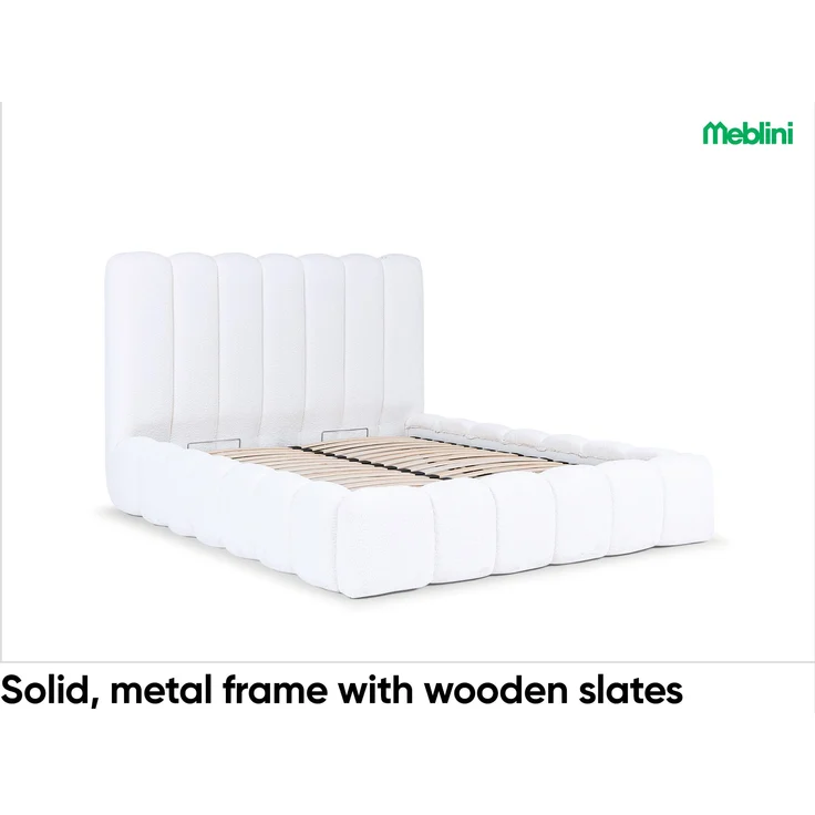 MEBLINI Polsterbett 200x200 mit Lattenrost ohne Matratze - CARLOS - Grau Boucle - Bubble Bett - Cloud Bett - Marshmallow Bed - Kopfteil Bett mit Stauraum – Bild 5