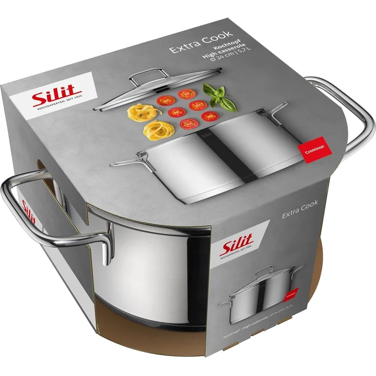 Silit Kochtopf Extra Cook, mit Glasdeckel, Edelstahl 18/10 (2-tlg), SiliTherm Universalboden, induktionsgeeignet, spülmaschinengeeignet – Bild 9