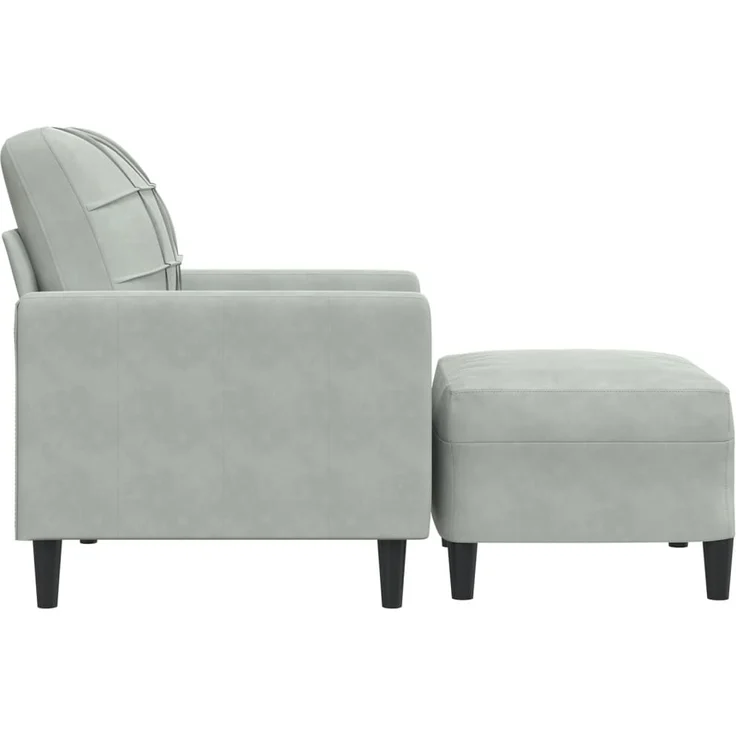 vidaXL Sessel mit Hocker Hellgrau 60 cm Samt 3278257 – Bild 3