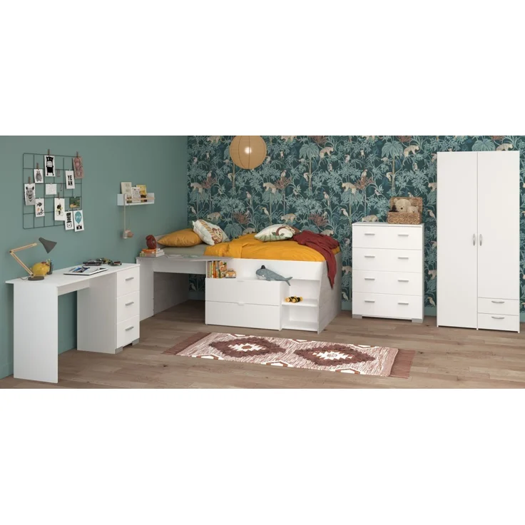 Parisot Kinderzimmer und Jugendzimmer Milky in weiß und grau Loft Set 4-tlg. – Bild 1
