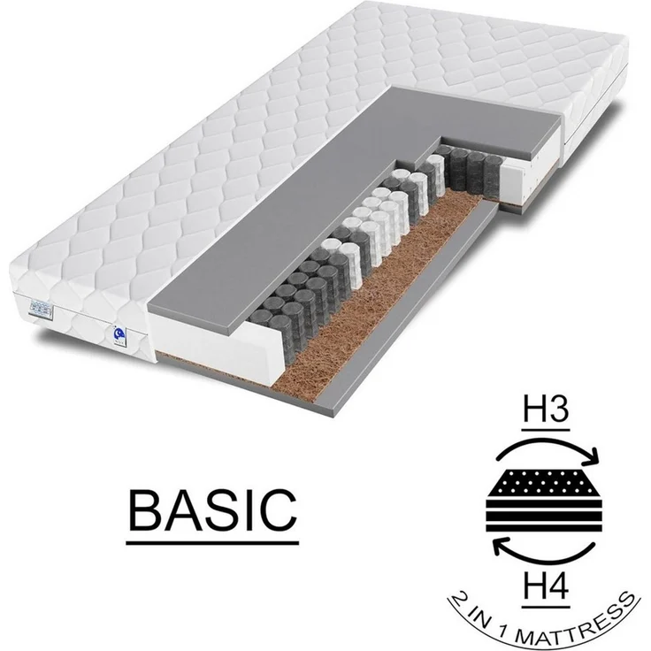Taschenfederkernmatratze orthopädische 7-Zonen, zwei unterschiedlich feste Liegeseiten, TULENA, Wendematratze, Größe: 80 x 190 cm, H1 + H2 Basic – Bild 3