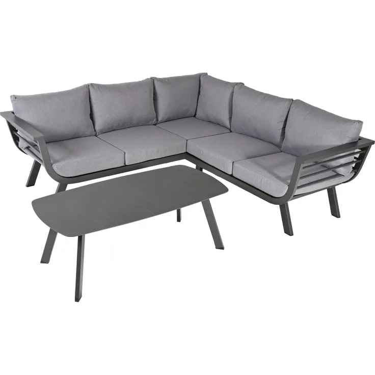Lounge-Gruppe Aurelia aus Alu, dunkelgrau / Polyester, grau