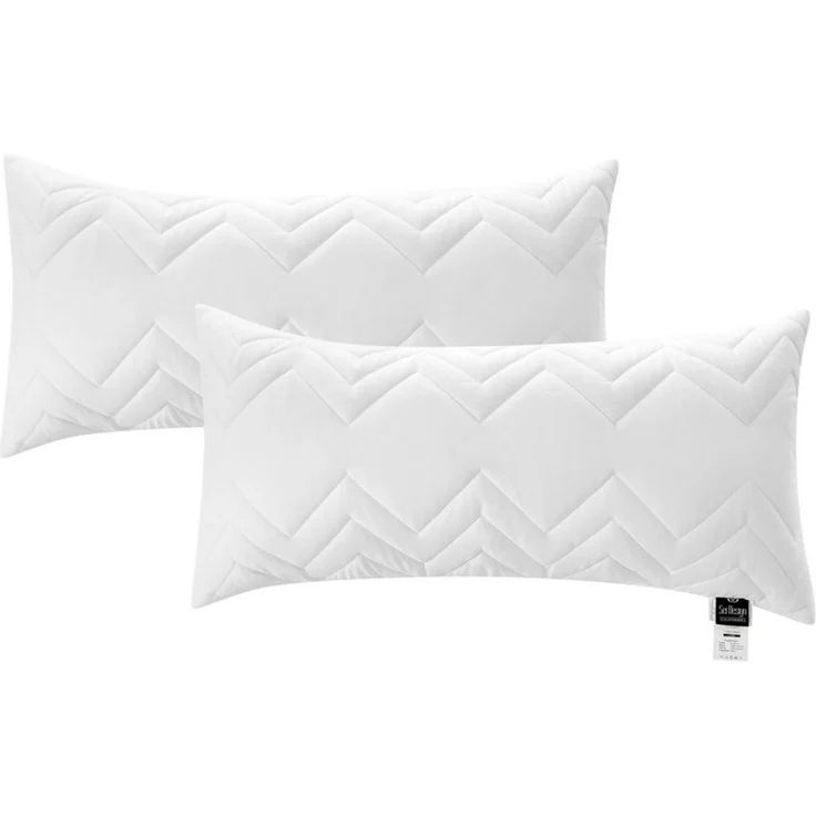 SEI Design Microfaserkissen Kopfkissen Kissen Zierkissen Sofakissen Nackenstützkissen 40x80, Füllung: 100% Mikrofaser, Bezug: 100% Polyester, Seitenschläfer, Rückenschläfer, Bauchschläfer, 2-er SET, Schlafkissen gesteppt mit Reißverschluss Kochfest 95° – Bild 1