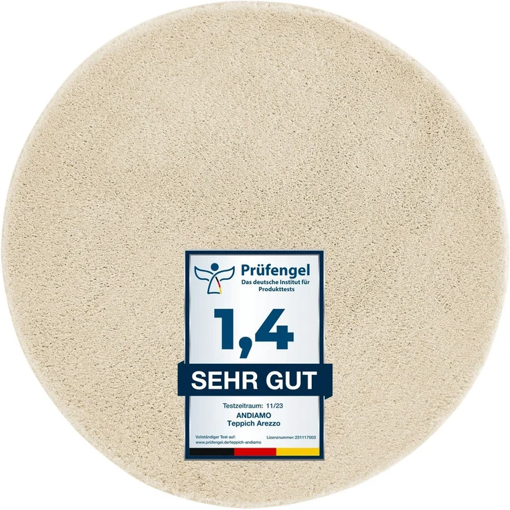 Andiamo Badematte Arezzo, Höhe 16 mm, rutschhemmend beschichtet, fußbodenheizungsgeeignet, schnell trocknend, Polyester, rund, Uni Farben, weich & kuschelig, auch in rund und als 2er Set erhältlich – Bild 5