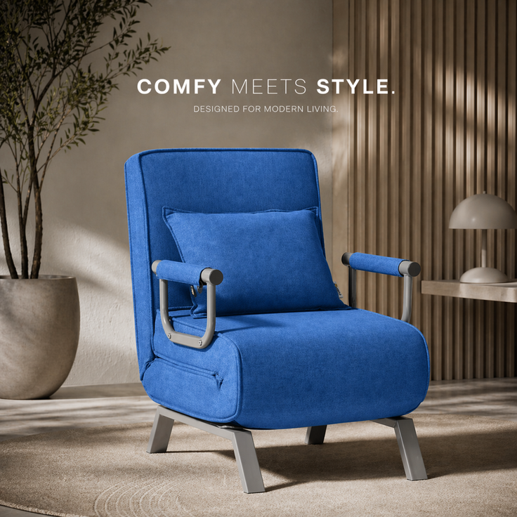 Makika Schlafsessel Schlafsofa Ted klappbar in Blau