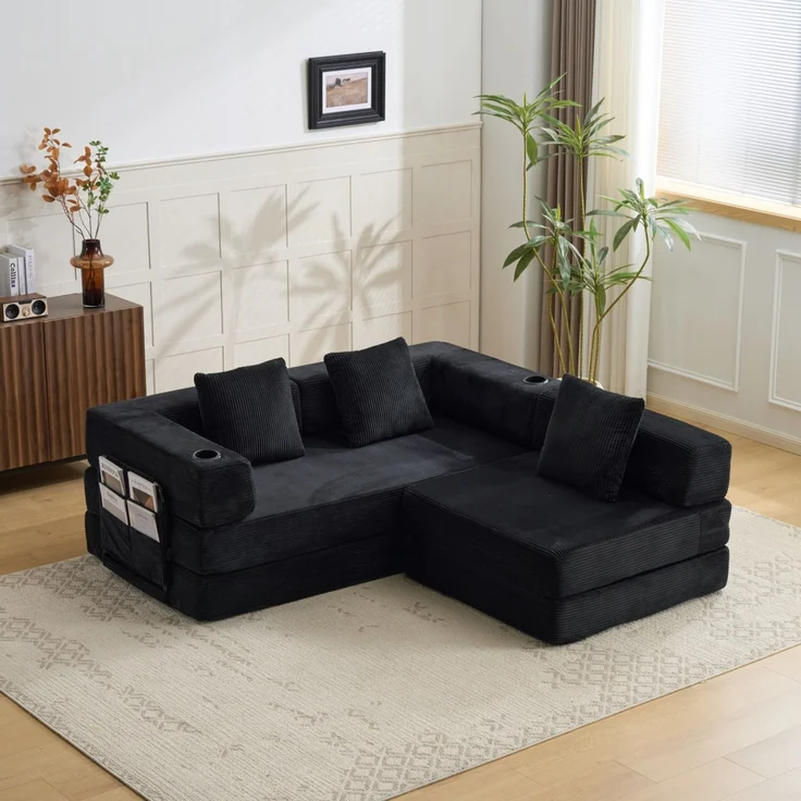 ZUBALIYA Sofa mit Cordbezug, für Wohnzimmer und Apartments, mit stabilem Untergestell, für den täglichen Gebrauch – Bild 19