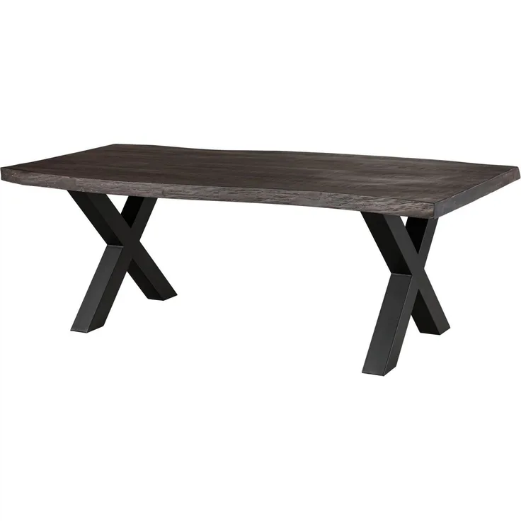 Baumtisch Mango 200x100x77 grau lackiert / X-Beine anthrazit matt FREEFORM 5