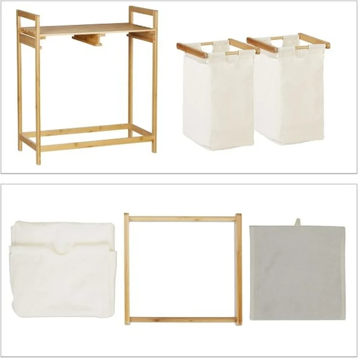 Wäschekorb Bambus 2 Fächer – Bild 6