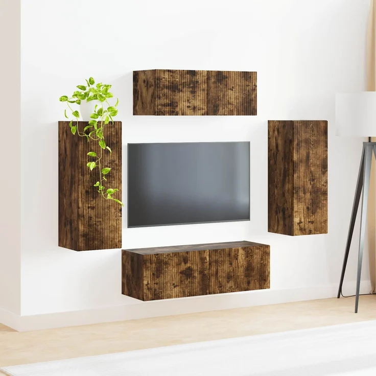 vidaXL TV-Schrankset 4 pcs Geräucherte Eiche Holzwerkstoff 3409164 – Bild 4