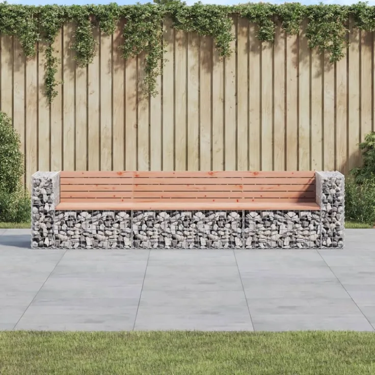 vidaXL Gartenbank aus Gabionen 287x71x65,5 cm Massivholz Douglasie 3196252