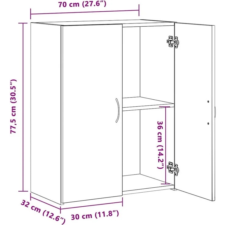 vidaXL Büroschrank Schwarz Eichen-Optik 70 x 32 x 77.5cm Holzwerkstoff 869122 – Bild 11