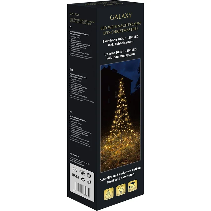 LED Tannenbaum Galaxy 200 cm 300 warmweiße LED, mit Aufstellmast – Bild 3
