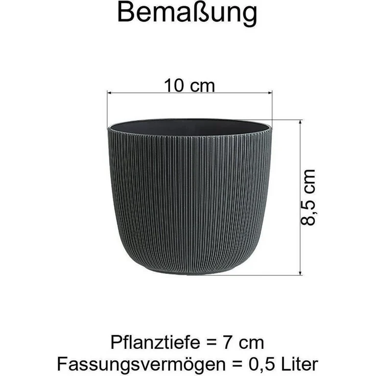 Engelland Blumentopf Pflanztopf mit Drainagesystem (Vorteils-Set, 1 St, robuster PP-Kunststoff), Rillenoptik, UV-resistent, Drainagesystem, direkte Bepflanzung – Bild 3