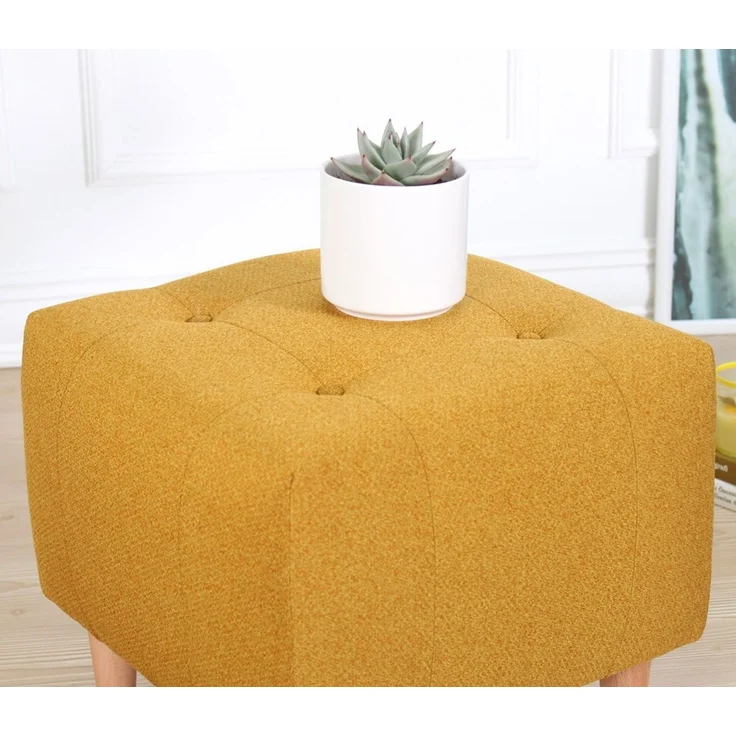 Hanah Home 'Tomp - Yellow' Pouffe, Gelb, 43 x 43 x 43 cm – Bild 3