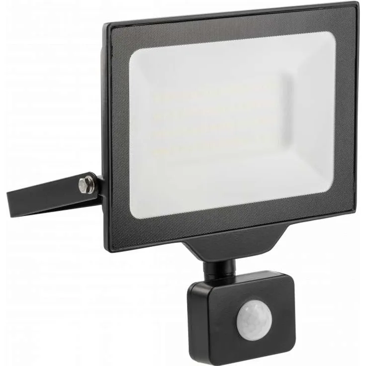 50w Hochwertiger LED Fluter Strahler Flutlicht für den Außenbereich und Feuchtraum IP65 IK08 mit Bewegungs Sensor in schwarz Eckig|Kaltweiß