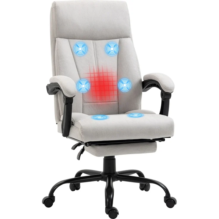 MELAYR, Massage-Bürostuhl Bürostuhl Computerstuhl, Lendenheizung, Neigungsfunktion, Hellgrau, 65 x 74 x 119 cm – Bild 1