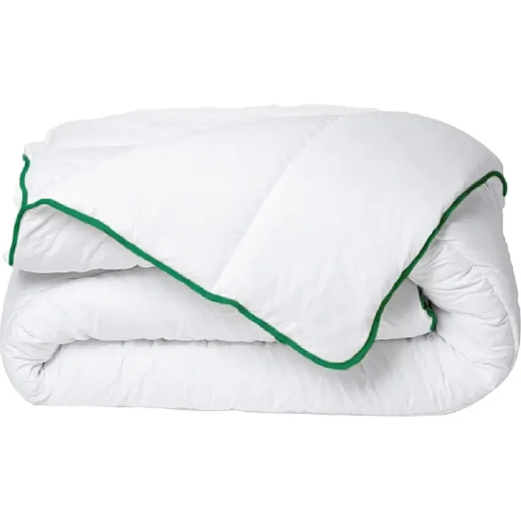 Vente-unique - Wärmeregulierende Bettdecke von DREAMEA - Mikrofaser - 240 x 260 cm - 300 g/m² - natürliche Antimilbenbehandlung - grüne Abschlüsse - AZYLIA II