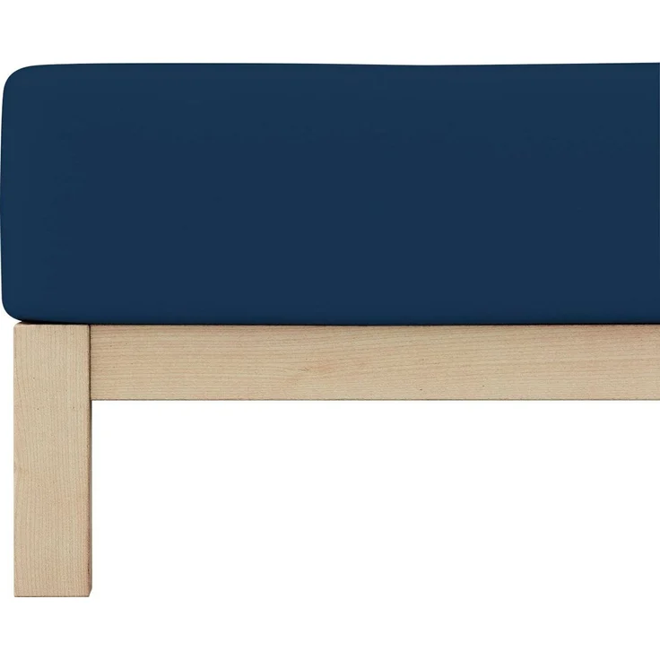Schlafgut 'Pure' Spannbettlaken, Gummizug: rundum, für Matratzen bis 30cm Höhe, Bio-Baumwolle mit Elasthan, Blue Deep, L 140x200 cm - 160x220 cm – Bild 4