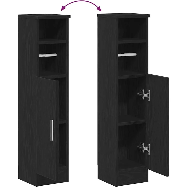 vidaXL Badezimmerschrank mit Rollenhalter Schwarz 20,5x22x90 cm 858498 – Bild 8