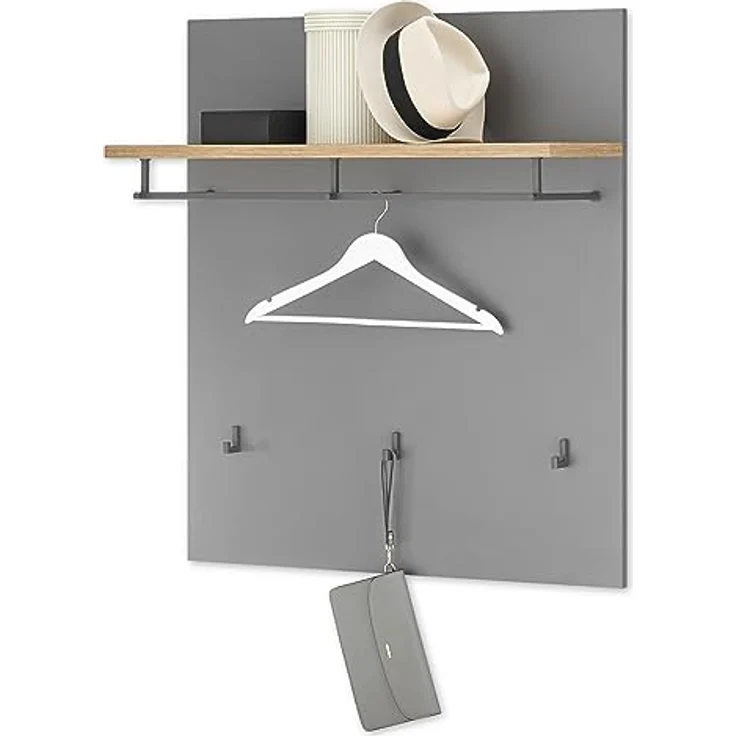 MID.YOU Garderobenpaneel Eiche Artisan, grau, Holzwerkstoff, 85x95x32 cm – Bild 1