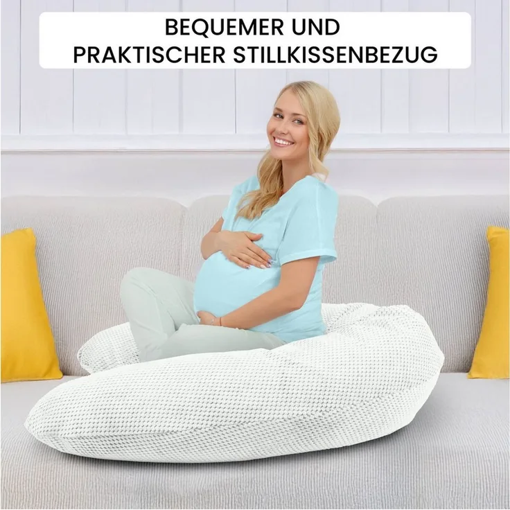 Amilian Stillkissenbezug 170 cm - Bezug für Stillkissen, Seitenschläferkissen - Kissenbezug, weicher Ersatzbezug - mit Reißverschluss - Bezug Stillkissen 170