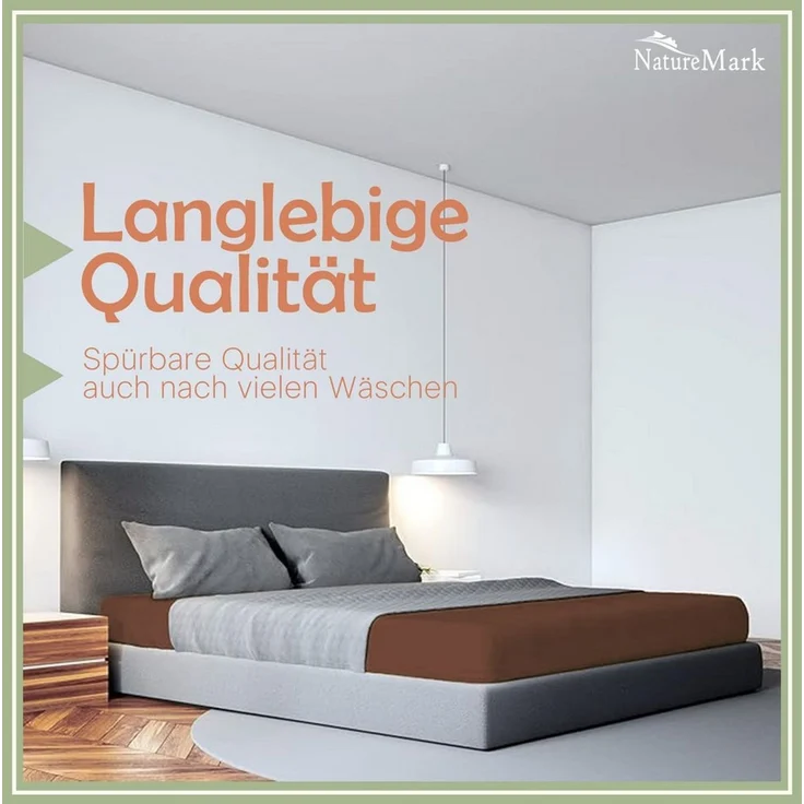 NatureMark Spannbettlaken Mikrofaser Spannbetttuch, Polyester, Gummizug: rundum, viele Größen und Farben Markenware, 90x200cm, Schoko braun – Bild 3