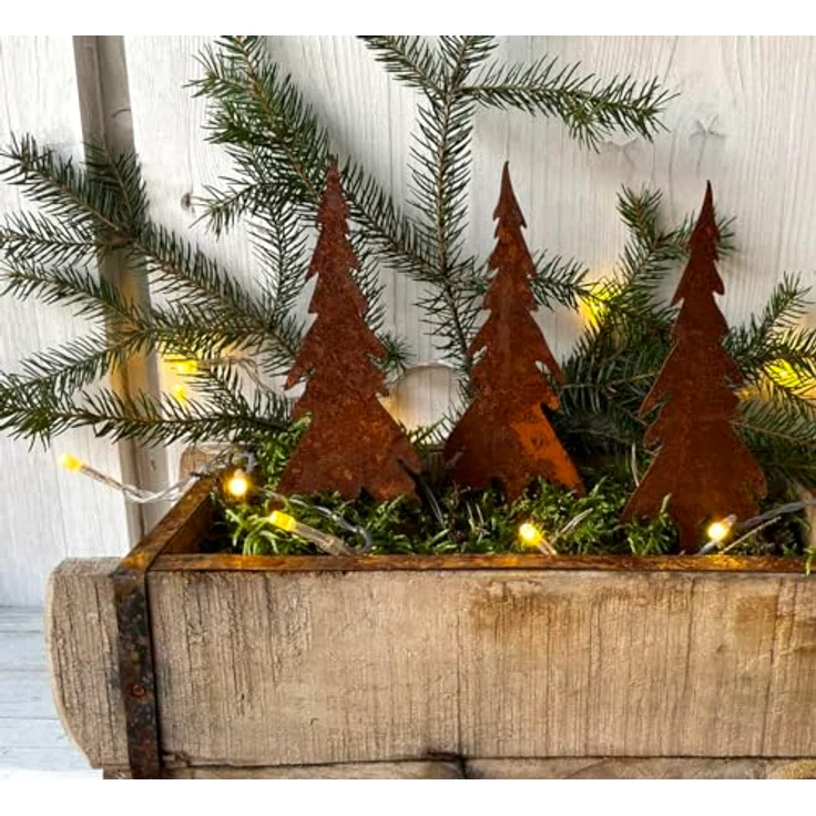 LB H&F Lilienburg Gartenstecker 3er SET Deko Weihnachten Rost Tannenbaum Rostdeko Garten aussen Winter Dekostecker Blumenkasten Stecker Kübel Advent Metall Herbst – Bild 6