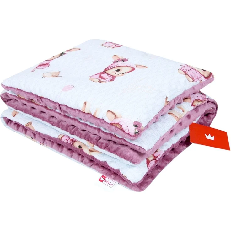 Kinderdecke BABYLUX Babydecke MINKY 2Set Kuscheldecke Decke 75 x 60cm Kinderwagen, BabyLux, MP151B Rosa + Häschen – Bild 3