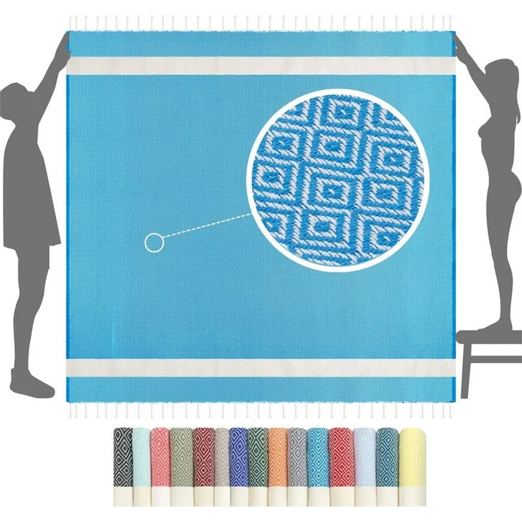 furora HOLIDAY Strandtuch XXL groß 200x200 cm Strand Tuch, aus Baumwolle, Stranddecke, Vielseitig, schöne Farben, hochwertige Verarbeitung – Bild 2