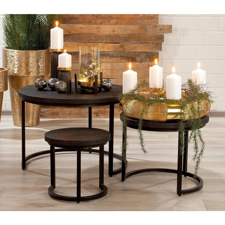 GILDE 3er Set Beistelltisch Nero - Metall - rund - schwarz - Höhe 48cm x Ø 70cm – Bild 2