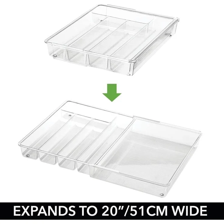 Besteckkasten Schubladen Organizer 2er Set ausziehbar mDesign transparent – Bild 5