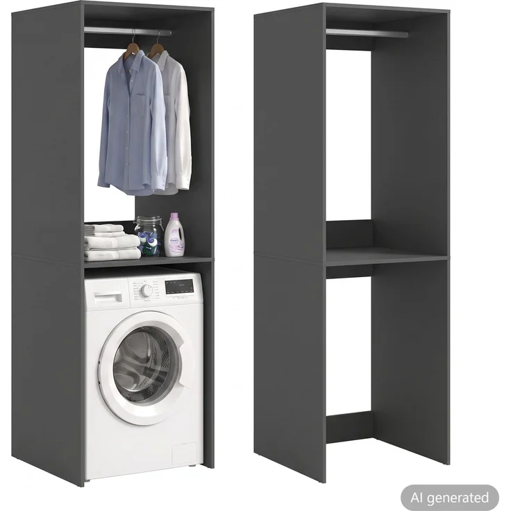 Waschmaschinenschrank (B/H/T: 66x195x60 cm) in anthrazit Nachbildung – Bild 1