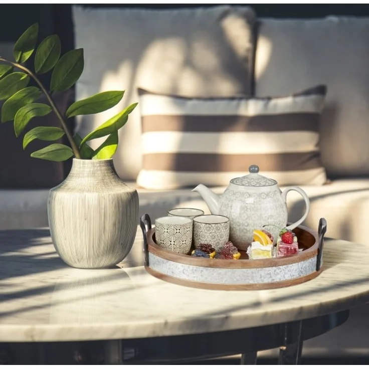 Mangoholz Tablett mit Metallrand – Bild 3