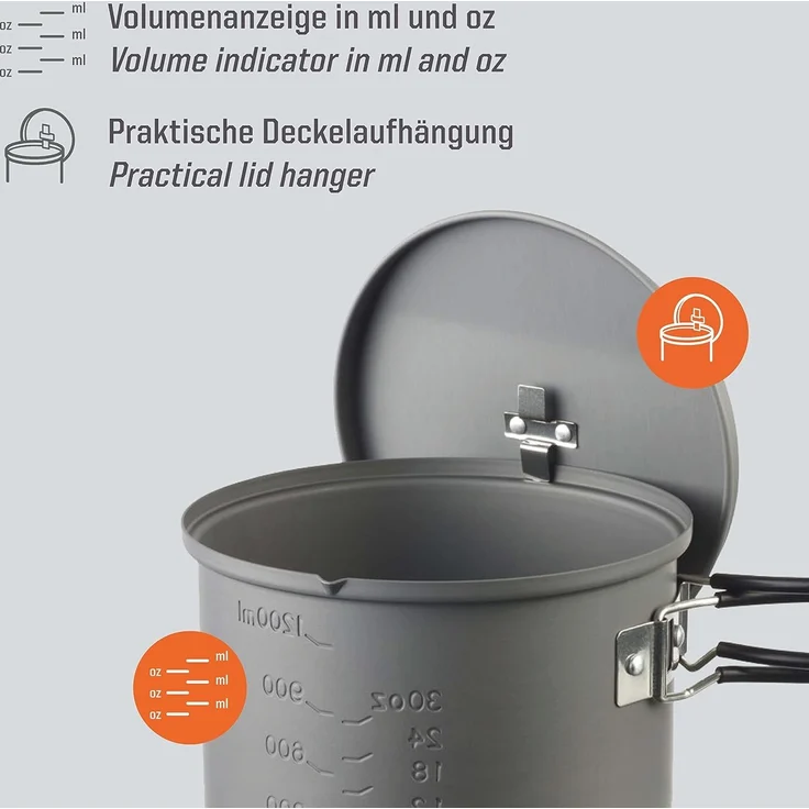 ESBIT Aluminium-Topf Topf Aluminium 1 6 l Aluminium Schwarz Aluminium Schwarz 18/8 – Bild 3